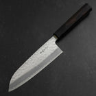 Santoku Stainless Clad Blue Super Tsuchime Buffalo Ebony Handle 165mm-[Musashi]-[Japanese-Kitchen-Knives]