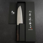 Santoku Stainless Clad Blue Super Tsuchime Buffalo Ebony Handle 165mm-[Musashi]-[Japanese-Kitchen-Knives]