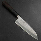 Santoku Stainless Clad Blue Super Tsuchime Buffalo Ebony Handle 165mm-[Musashi]-[Japanese-Kitchen-Knives]