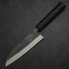 Santoku Stainless Clad Blue Steel #2 Kurouchi Rubber Handle 165mm-[Musashi]-[Japanese-Kitchen-Knives]