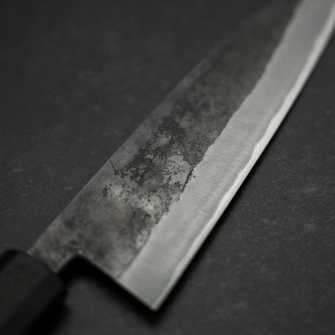 Santoku Stainless Clad Blue Steel #2 Kurouchi Rubber Handle 165mm-[Musashi]-[Japanese-Kitchen-Knives]