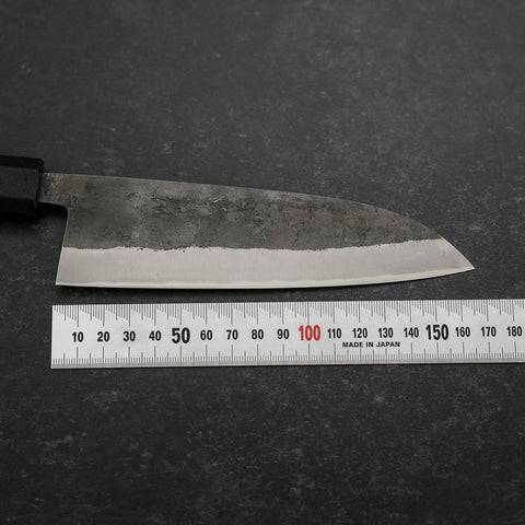 Santoku Stainless Clad Blue Steel #2 Kurouchi Rubber Handle 165mm-[Musashi]-[Japanese-Kitchen-Knives]
