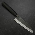 Santoku Stainless Clad Blue Steel #2 Kurouchi Rubber Handle 165mm-[Musashi]-[Japanese-Kitchen-Knives]