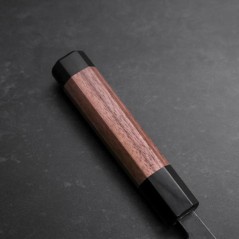 Santoku Stainless Clad Blue Steel #2 Kurouchi Walnut Handle 165mm-[Musashi]-[Japanese-Kitchen-Knives]