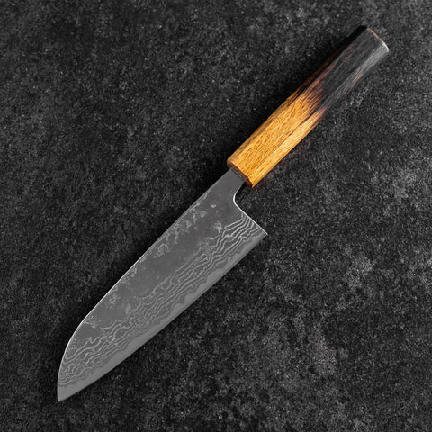Santoku Sweden Stainless Steel Mirror Nashiji Washi Damascus Yaki Urushi Handle 165mm (6.5”)