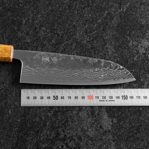 Santoku Sweden Stainless Steel Mirror Nashiji Washi Damascus Yaki Urushi Handle 165mm (6.5”)