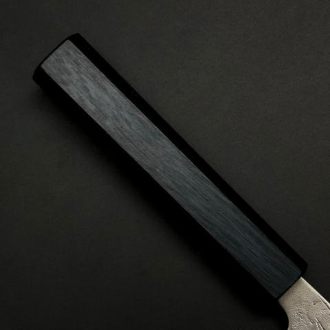 Santoku Sweden Stainless Steel Nashiji Washi Damascus Dark Blue Urushi Handle 165mm-[Musashi]-[Japanese-Kitchen-Knives]