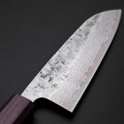 Santoku Sweden Stainless Steel Nashiji Washi Damascus Purple Urushi Handle 165mm-[Musashi]-[Japanese-Kitchen-Knives]