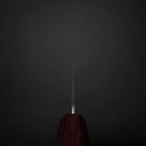 Santoku Sweden Stainless Steel Nashiji Washi Damascus Purple Urushi Handle 165mm-[Musashi]-[Japanese-Kitchen-Knives]