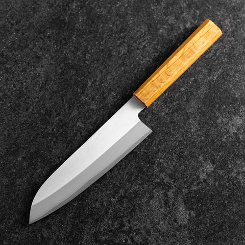 Santoku VG-1 Kasumi Oak Handle 180mm (7”)-[Musashi]-[Japanese-Kitchen-Knives]