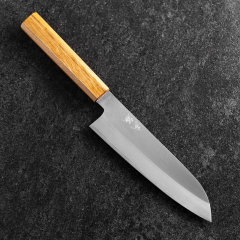 Santoku VG-1 Kasumi Oak Handle 180mm (7”)-[Musashi]-[Japanese-Kitchen-Knives]