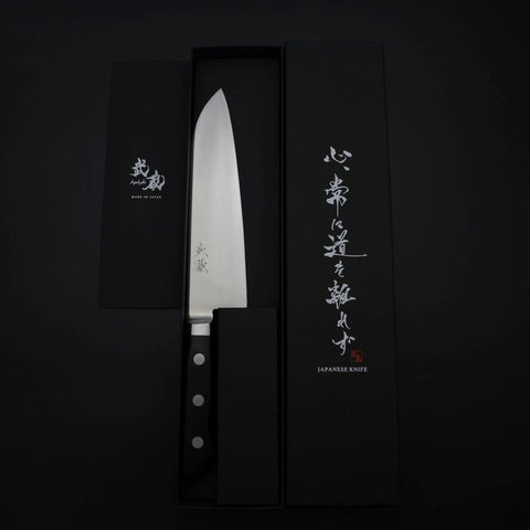 Santoku VG-1 Polished Black Western Handle 180mm-[Musashi]-[Japanese-Kitchen-Knives]