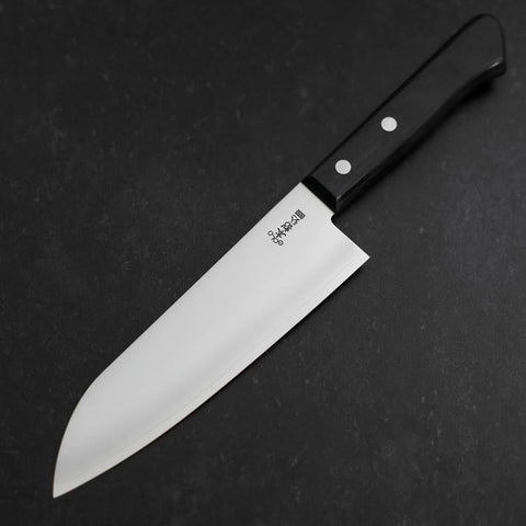 Santoku VG-1 Polished Dark Blue Western Handle 165mm-[Musashi]-[Japanese-Kitchen-Knives]