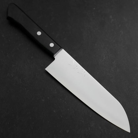 Santoku VG-1 Polished Dark Blue Western Handle 165mm-[Musashi]-[Japanese-Kitchen-Knives]