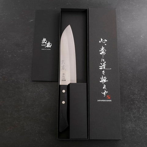 Santoku VG-1 Polished Western Black Handle 165mm-[Musashi]-[Japanese-Kitchen-Knives]
