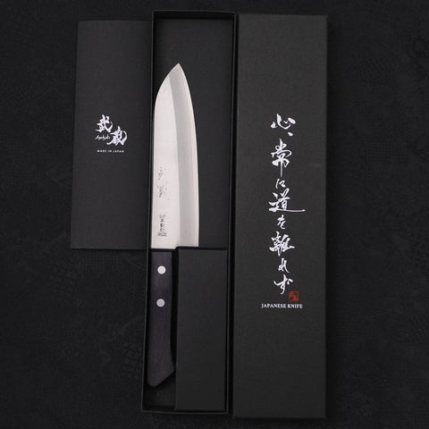 Santoku VG-1 Polished Western Black Handle 165mm-[Musashi]-[Japanese-Kitchen-Knives]