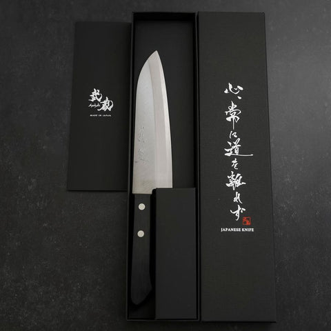 Santoku VG-1 Polished Western Black Handle 165mm (Tsuba-nashi)