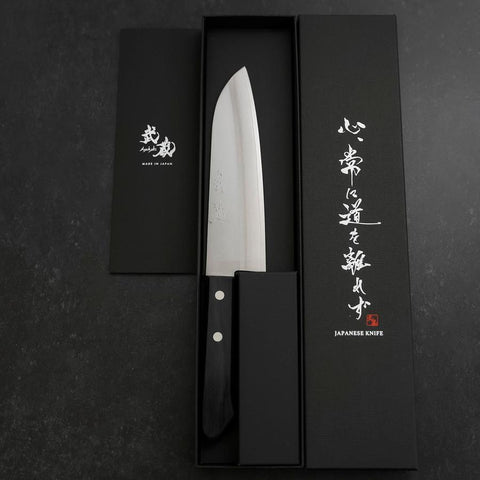 Santoku VG-1 Polished Western Black Handle 165mm (Tsuba-nashi)