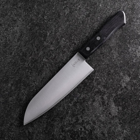 Santoku VG-1 Polished Western Black Handle 165mm（Tsuba-nashi) (6.5”)