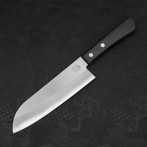 Santoku VG-1 Polished Western Black Handle 170mm (Tsuba Nashi) (6.7”)-[Musashi]-[Japanese-Kitchen-Knives]