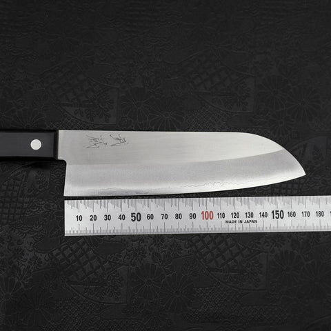 Santoku VG-1 Polished Western Black Handle 170mm (Tsuba Nashi) (6.7”)-[Musashi]-[Japanese-Kitchen-Knives]