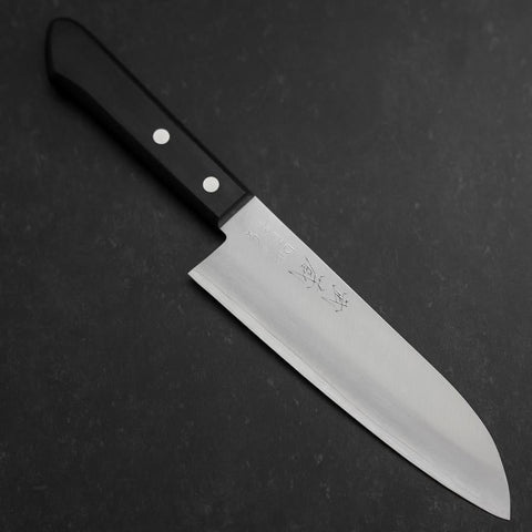 Santoku VG-1 Polished Western Black Handle 170mm (Tsuba-nashi)-[Musashi]-[Japanese-Kitchen-Knives]