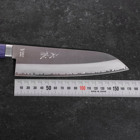 Santoku VG-1 Polished Western Mahogany Blue Handle 170mm-[Musashi]-[Japanese-Kitchen-Knives]