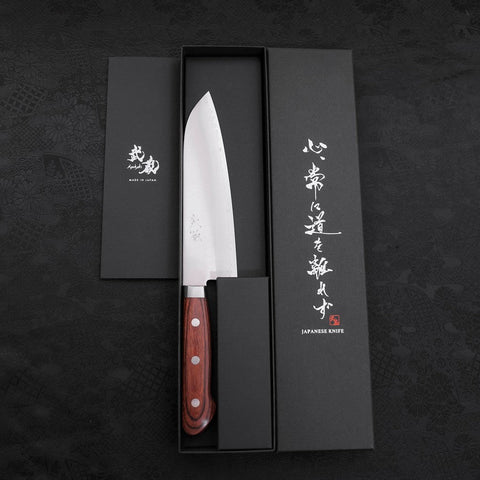 Santoku VG-1 Polished Western Mahogany Handle 170mm-[Musashi]-[Japanese-Kitchen-Knives]