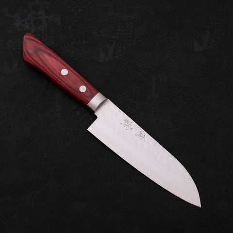 Santoku VG-1 Tsuchime Damasco Mango Occidental Rojo 130mm