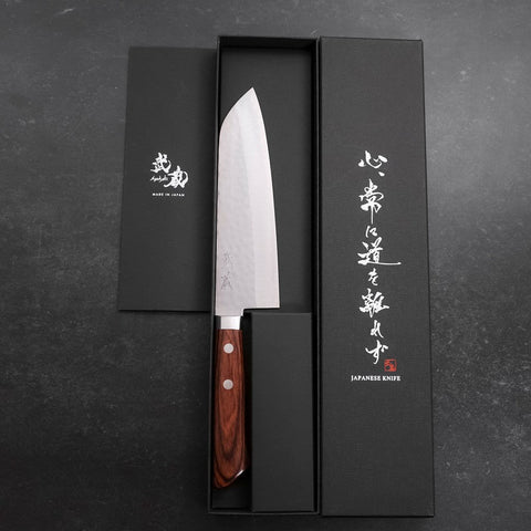 Santoku VG-1 Tsuchime Western Mahogany Handle 165mm-[Musashi]-[Japanese-Kitchen-Knives]