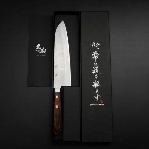 Santoku VG-1 Tsuchime Western Mahogany Handle 180mm-[Musashi]-[Japanese-Kitchen-Knives]