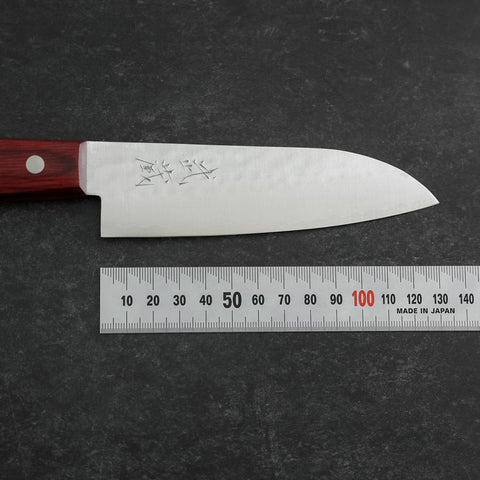 Santoku VG-1 Tsuchime Western Red Mahogany Handle 130mm (Tsuba Nashi)-[Musashi]-[Japanese-Kitchen-Knives]