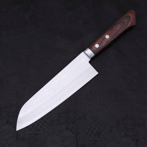 Santoku VG-1 Tsuchime Western Tsuba Mahogany Handle 165mm-[Musashi]-[Japanese-Kitchen-Knives]