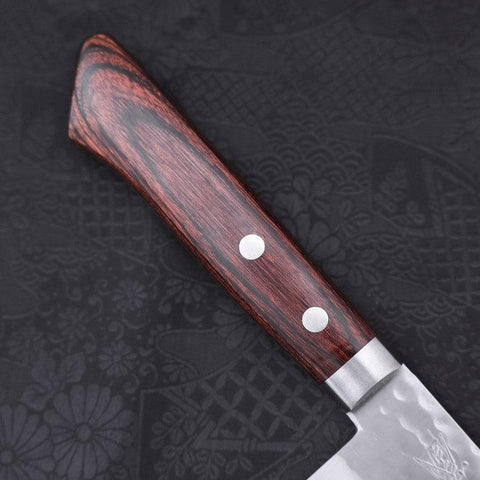 Santoku VG-1 Tsuchime Western Tsuba Mahogany Handle 165mm-[Musashi]-[Japanese-Kitchen-Knives]