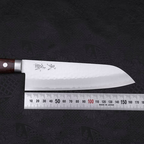 Santoku VG-1 Tsuchime Western Tsuba Mahogany Handle 165mm-[Musashi]-[Japanese-Kitchen-Knives]