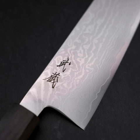 Santoku VG-10 Damascus Ashwood Handle 165mm-[Musashi]-[Japanese-Kitchen-Knives]