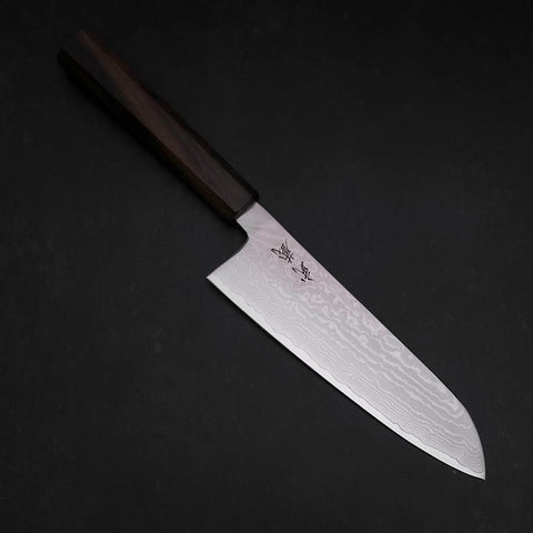 Santoku VG-10 Damascus Ashwood Handle 165mm-[Musashi]-[Japanese-Kitchen-Knives]