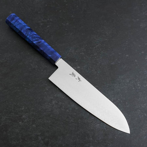 Santoku VG-10 Damascus Blue Birch Handle 180mm-[Musashi]-[Japanese-Kitchen-Knives]