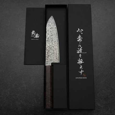 Santoku VG-10 Damascus Brown Birch Handle 165mm (6.5”)-[Musashi]-[Japanese-Kitchen-Knives]