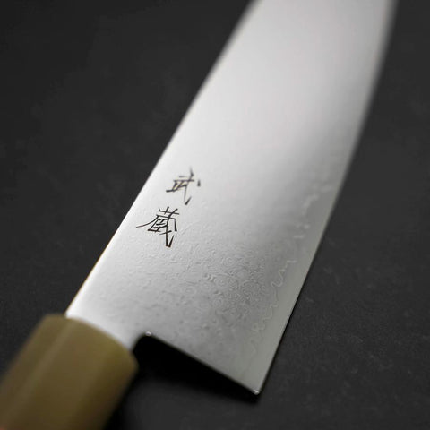 Santoku VG-10 Damascus Buffalo Dark Pink Maple Handle 180mm-[Musashi]-[Japanese-Kitchen-Knives]