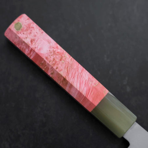 Santoku VG-10 Damascus Buffalo Dark Pink Maple Handle 180mm-[Musashi]-[Japanese-Kitchen-Knives]