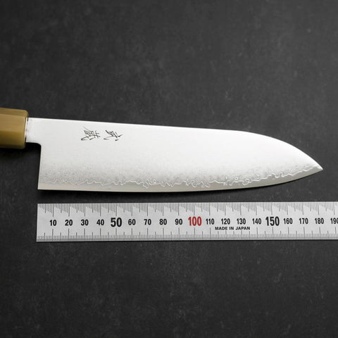 Santoku VG-10 Damascus Buffalo Dark Pink Maple Handle 180mm-[Musashi]-[Japanese-Kitchen-Knives]