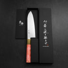 Santoku VG-10 Damascus Buffalo Dark Pink Maple Handle 180mm-[Musashi]-[Japanese-Kitchen-Knives]