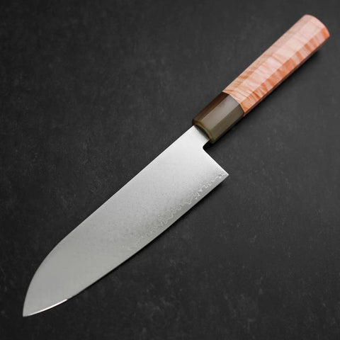 Santoku VG-10 Damascus Buffalo Light Pink Maple Handle 180mm-[Musashi]-[Japanese-Kitchen-Knives]