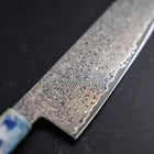 Santoku VG-10 Damascus Ocean Blue-White Mix Handle 165mm-[Musashi]-[Japanese-Kitchen-Knives]