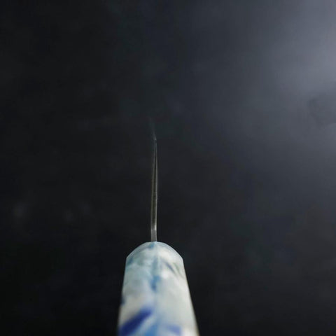 Santoku VG-10 Damascus Ocean Blue-White Mix Handle 165mm-[Musashi]-[Japanese-Kitchen-Knives]