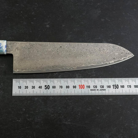 Santoku VG-10 Damascus Ocean Blue-White Mix Handle 165mm-[Musashi]-[Japanese-Kitchen-Knives]