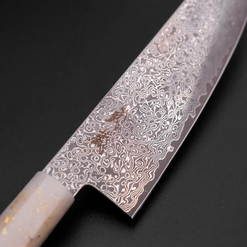 Santoku VG-10 Damascus Ocean White Black Gold Handle 165mm (6.5”)-[Musashi]-[Japanese-Kitchen-Knives]