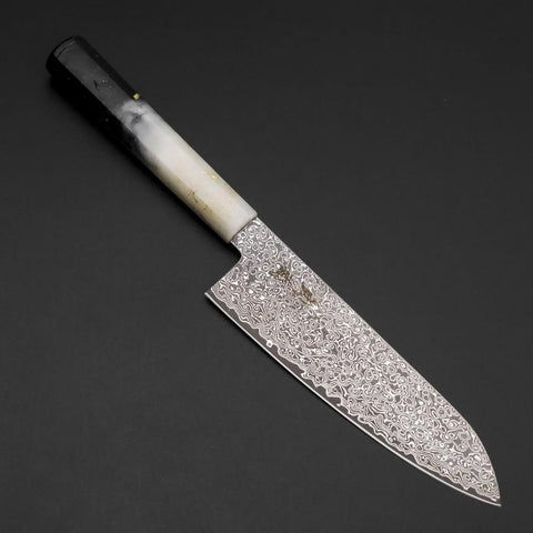 Santoku VG-10 Damascus Ocean White Black Gold Handle 165mm-[Musashi]-[Japanese-Kitchen-Knives]