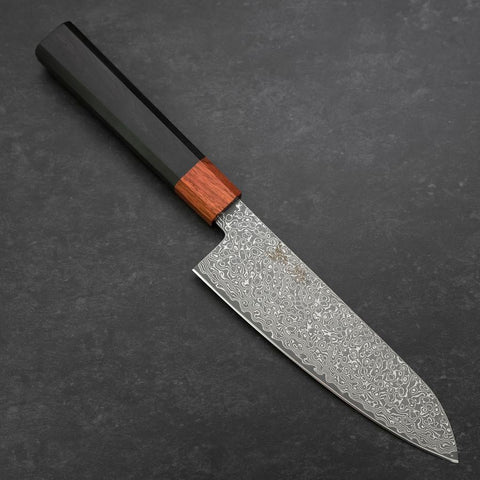 Santoku VG-10 Damascus Shitan Ebony Handle 165mm-[Musashi]-[Japanese-Kitchen-Knives]